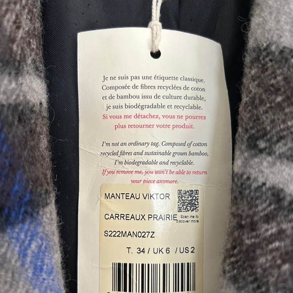 Sézane Viktor Wool Coat – Prairie Check – Size 2 (FR 34) – NWT - Picture 11 of 11